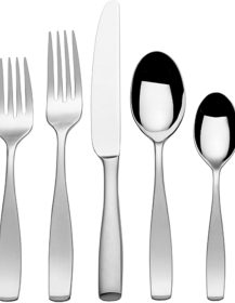 Mikasa Satin Loft Flatware Set for 12, 65 Piece 18/10 Stainless Steel Silverware with Modern Satin Finish and Serving Utensils, Durable Dinnerware Service